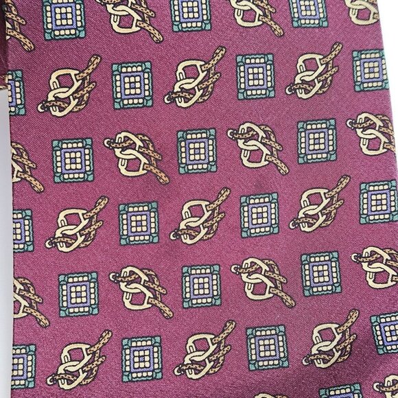 Equestrian Themed Silk Tie Lot of 2 Angeli CarIo Colorado Italy AOP W4 L57.5 - Picture 13 of 16